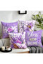 Lavender Floral Bicycle Patterned Runner and Set of 4 Throw Pillow Covers Purple Country Decorative Pillow - 4