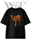 Camel Guitar Design Printed Unisex Black Oversize T-Shirt