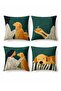 Dog Love Patterned 4-Piece Throw Pillow Cover Set - 3