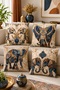 Set of 4 Cushion Covers with Pearl and Elephant Pattern