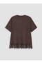 Vizyon New Season Brown Crew Neck Women's T-Shirt with Lace Detail - 7