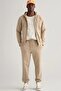 Men's Regular Fit Sweatpants with Logo Beige Men's Regular Fit Cotton Sweatpants Beige - 5