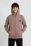 Brown Boy's Text Printed Hooded Long Sleeve Cardigan 24679 - 3