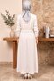 Women's White Jacketed Suit Modern Cut Modest Dress - 3