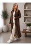 Women's Long Maxi Standard Sleeve and Feathered Knitted Cardigan - 3