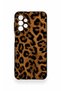 Samsung A23 Compatible Dark Leopard Leather Patterned Silicone Case - 2