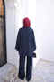 Navy Blue Buttoned Jacket and Pants Set - 4