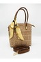 Leather-Look Multi-Compartment Hand and Shoulder Bag with Scarf Detail