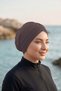 Three-Stripe Crossed Outer Cap - Ready-To-Wear Turban Hijab Pool Swimmer Sports Cap - Pale Brown - 3