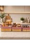Red Plain Fabric Bamboo Multipurpose Organizer Basket Set - Bathroom Kitchen Makeup Organizer 3-Piece Set