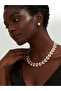 Sparkling Elegant Gold Color Leaf Pearl Necklace and Earring Set