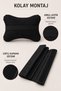 Princess Embroidered Thai Feather Car Neck Pillow and Seat Belt Pad 2+2 Set Black Pink - 5
