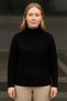Women's Full-Length Turtleneck Knitwear Sweater Thick Ribbed - Black