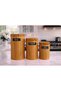 3 Piece Storage Jar Set,Food Container with Bamboo Lid,Metal Tea Coffee Sugar Kitchen Storage Container-Color Optional - 5