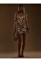 Women's Sequin Detailed Knitted Beach Set – Halter Neck Triangle Crop Top and Mini Skirt Summer Beach Combination - 5