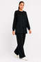 Women's Black Oversize Two-Piece Set with Stripes on the Front - 5