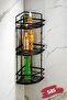 3-Tier Adhesive Bathroom Corner Shelf – Adjustable Crystal Shelf (Glue/Screw) Black-Black - Lk-03