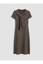 Lcw Comfort Brown Striped Dress with Tie Detail - 4