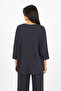 Women's V-Neck Relaxed Fit Navy Blue Blouse - 3