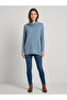 Women's Blue Collar Detailed Long Sleeve Sweatshirt