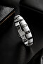Silver Color Detailed Double Row White Ceramic Bracelet