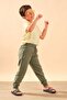 Unisex Children's Cotton Jogger Sweatpants with Elastic Waist and Pockets 9055 Green - 5