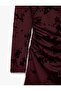 Slim Fit Draped Long Sleeve Stand Qipao Collar Floral Tulle Mini Dress - 7