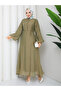 Buttoned Front Belted Lined Hijab Dress Rc6060 - 4