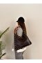 Women's Brown Oversized Shoulder Bag with Staple Detail, Soft Leather Look, Suitable for Daily University and Office Use, Hobo Bag