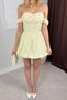 Women's Strapless Balloon Hem Mini Dress – Off-Shoulder Bow Detail Short Party Homecoming Guest Dress - 5