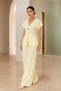 Women's Single Button Tie-Waist Linen Look Wide-Leg Pants Two-Piece Set - Yellow - 5