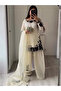 White Fendy Silk Embroidered Suit Set - HRT7665-Size:M-38-Inches - 3