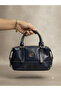 Navy Blue Women's Hand and Shoulder Bag with Cross Strap, Daily Stylish Zippered Women's Bag - 2