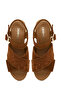 Women's Tan Ankle Buckle Wedge Heeled Suede Leather Espadrille Sandals 26Sfd206810 - 5