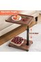 End Tables,C Shape end Table Adjustable Height, 360°Swivel Side Table with Wheels, Wood and Metal TV Tray Table, Sofa Table Tray for Living Room, Bedroom, Chair, Snack - 8