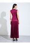 Maroon Sleeveless Pleated A-Line Maxi Dress - 5