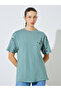 Green Embroidered Longline Cotton T-Shirt - 3