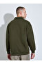 Men Olive Solid Zip-Up Sweatshirt - 5