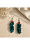 Women's Green Dangle Cluster Earrings Bijouterie Trendy Stylish Gift - 2