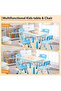 5PCS Plastic + MDF 80x60CM Children Table and Chair Set (One Table Four Chairs) - Stylish, Practical, Multi-purpose Tool - 4
