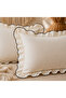 100% Cotton Linen Floral Ruffled Edges Black Bibed 2 Piece Pillowcases, 50X70 cm - 2