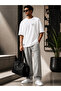 Men's Relaxed Fit Gray Sweatpants with Elastic Waistband and Side Pockets