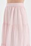 Women's buckle detailed lined belt elastic design long skirt - 6