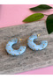 Ring Blue Color Epoxy Earrings with Gold Detail That Won'T Tarnish