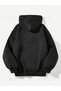 Women's Black Anime Girl Printed 3 Thread Hooded Hoodie Sweatshirt - 2
