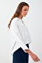 White 100% Linen Relaxed Fit Three-Quarter Sleeve Shirt Collar Blouse - 4