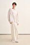 Women's Organic Cotton Drawstring Lace-Up Blouse Beige Plaid - 4