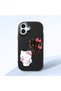 iPhone 16 Plus Compatible Case with Camera Protector Black Silicone Couple Phone Case with Kitty Pattern