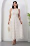 Halter Neck Embroidered Tulle Dress Grs4112