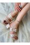 Twee Beige Patent Leather Zimbali Heelled Slippers - 3